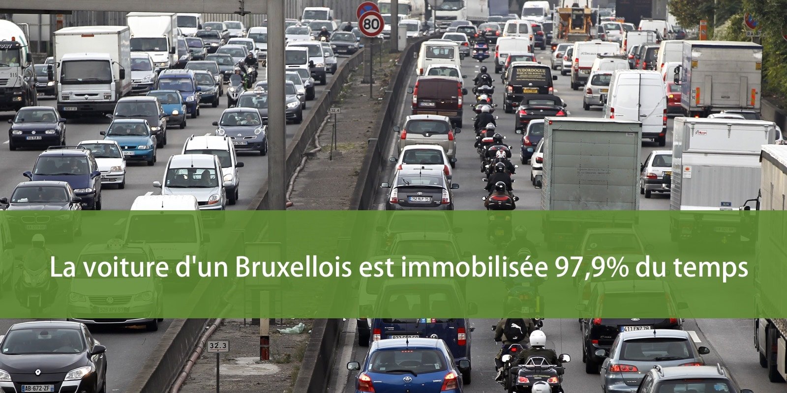 La voiture d’un Bruxellois est immobilisée 97,9% du temps.