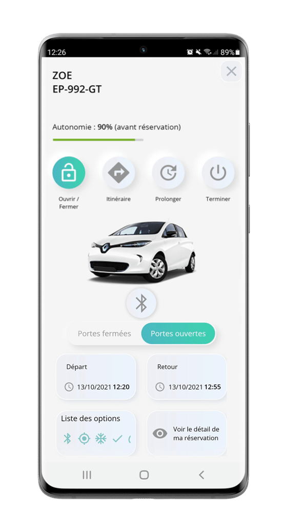 Clé dématérialisée application mobile e-Colibri solution d'autopartage