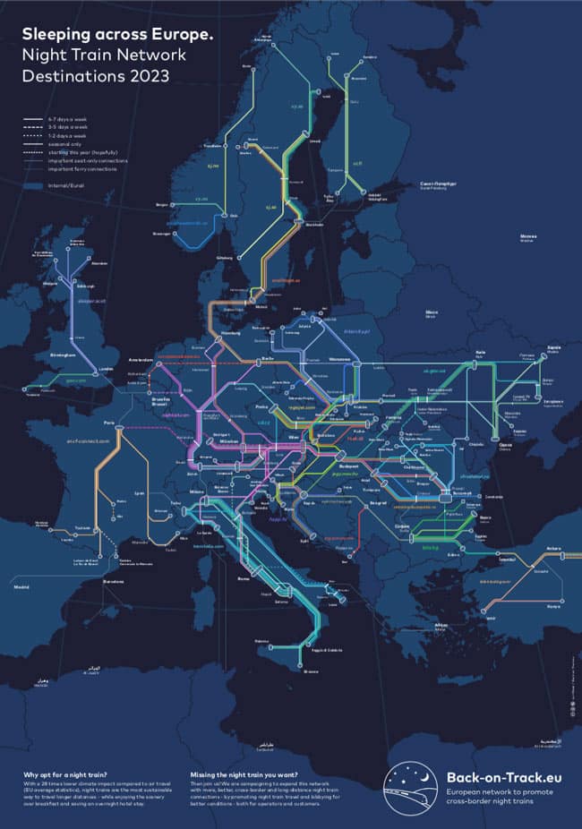 Carte des trains de nuit en Europe - Back on track